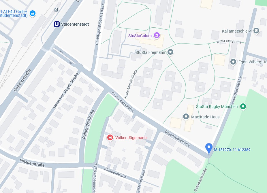 Map Treffpunkt Hundeschule Cordova am Englishe Garten